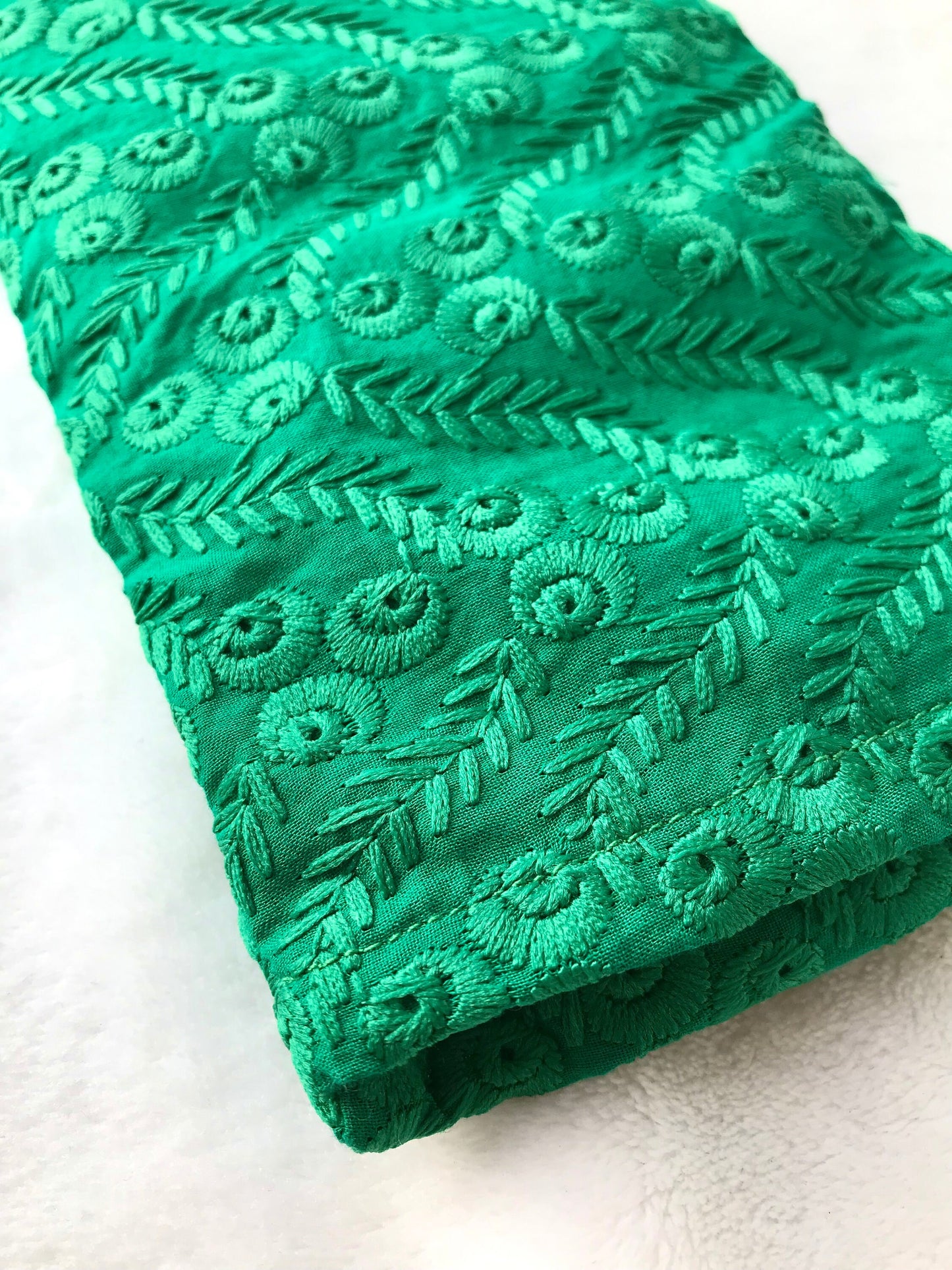 Green Embroidered Weighted Eye Pillow Handmade with Upcycled Fabric
