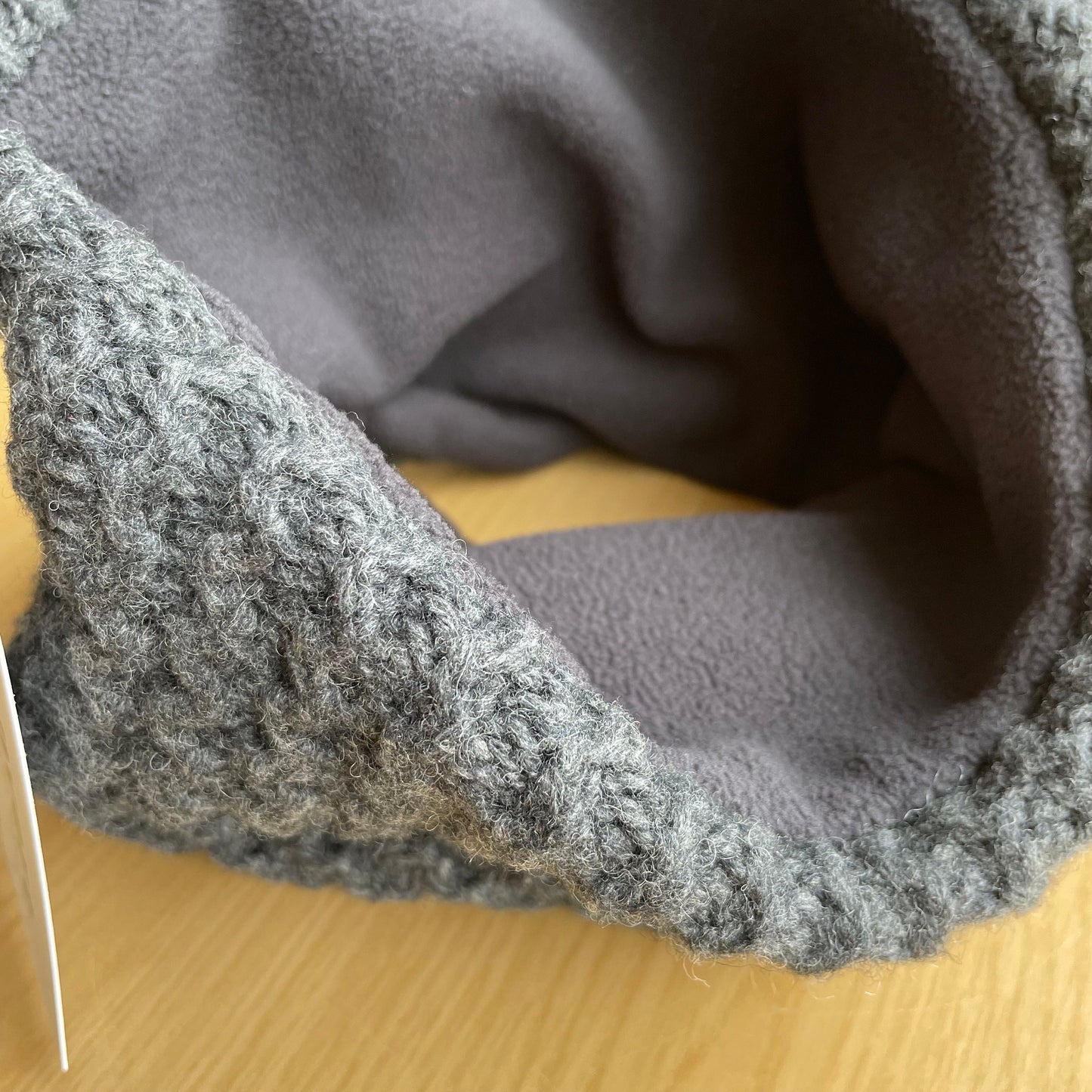 Loop Scarf in Grey Wool and Fleece