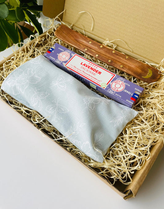 Unwind Gift Box with Blue Floral Eye Pillow