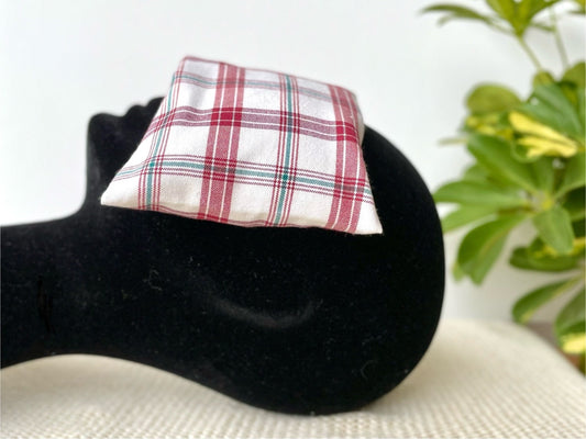 Red and Green Check Weighted Eye Pillow Handmade with Upcycled fabric