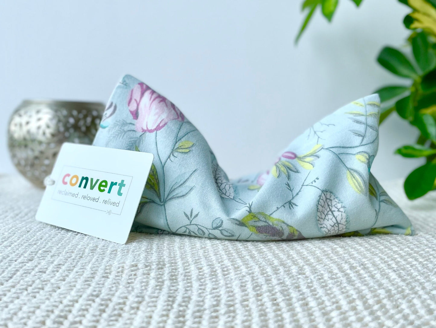 Multi Floral on Blue Weighted Eye Pillow Handmade with Upcycled fabric