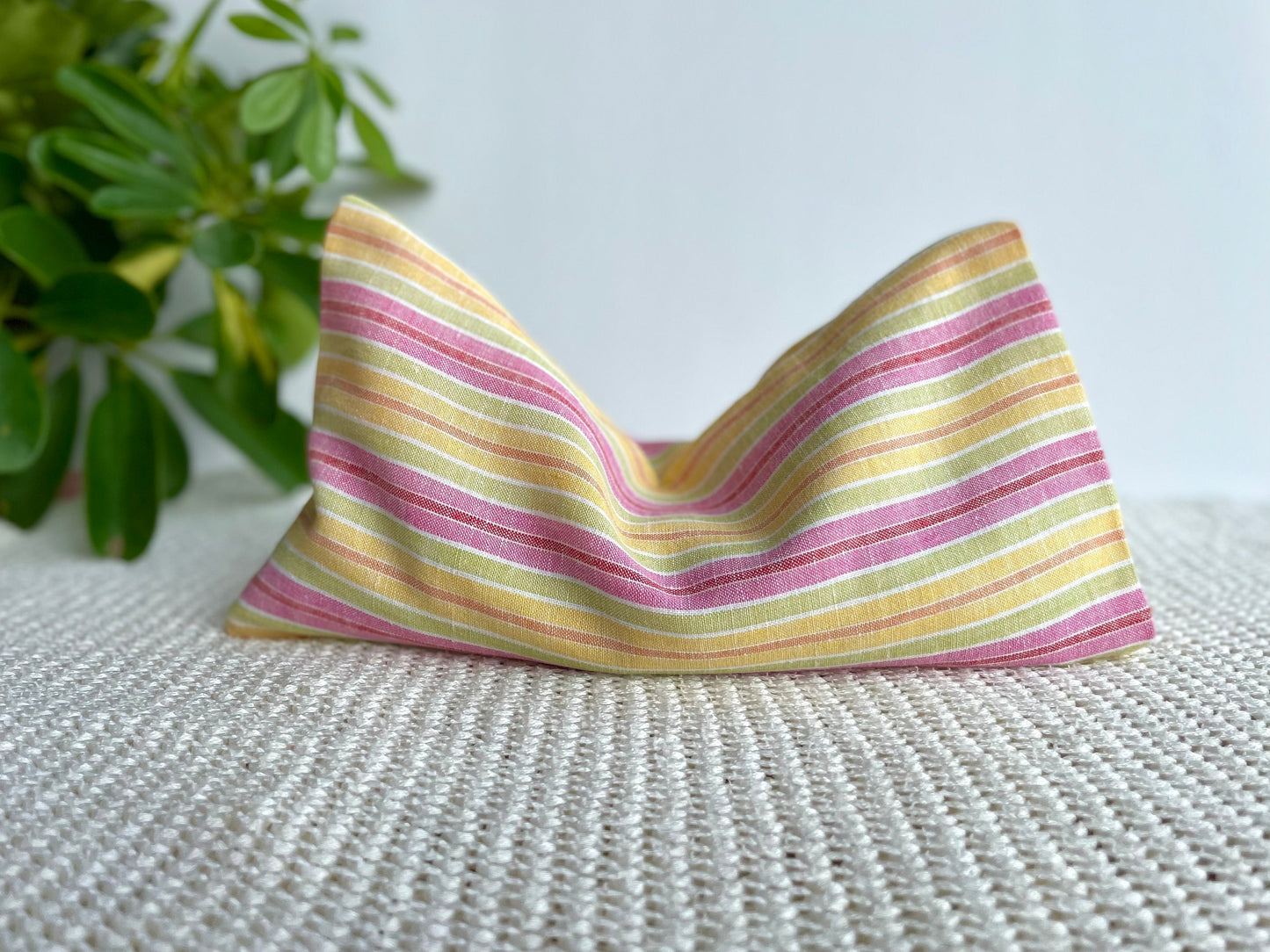 Linen Stripe Weighted Eye Pillow Handmade with Upcycled fabric