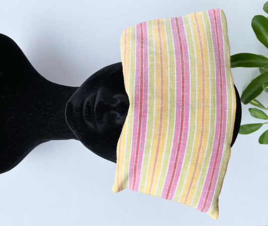 Linen Stripe Weighted Eye Pillow Handmade with Upcycled fabric