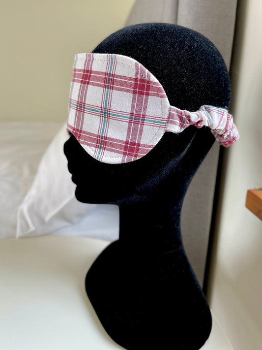 Sleep Eye Mask in Checked Cotton