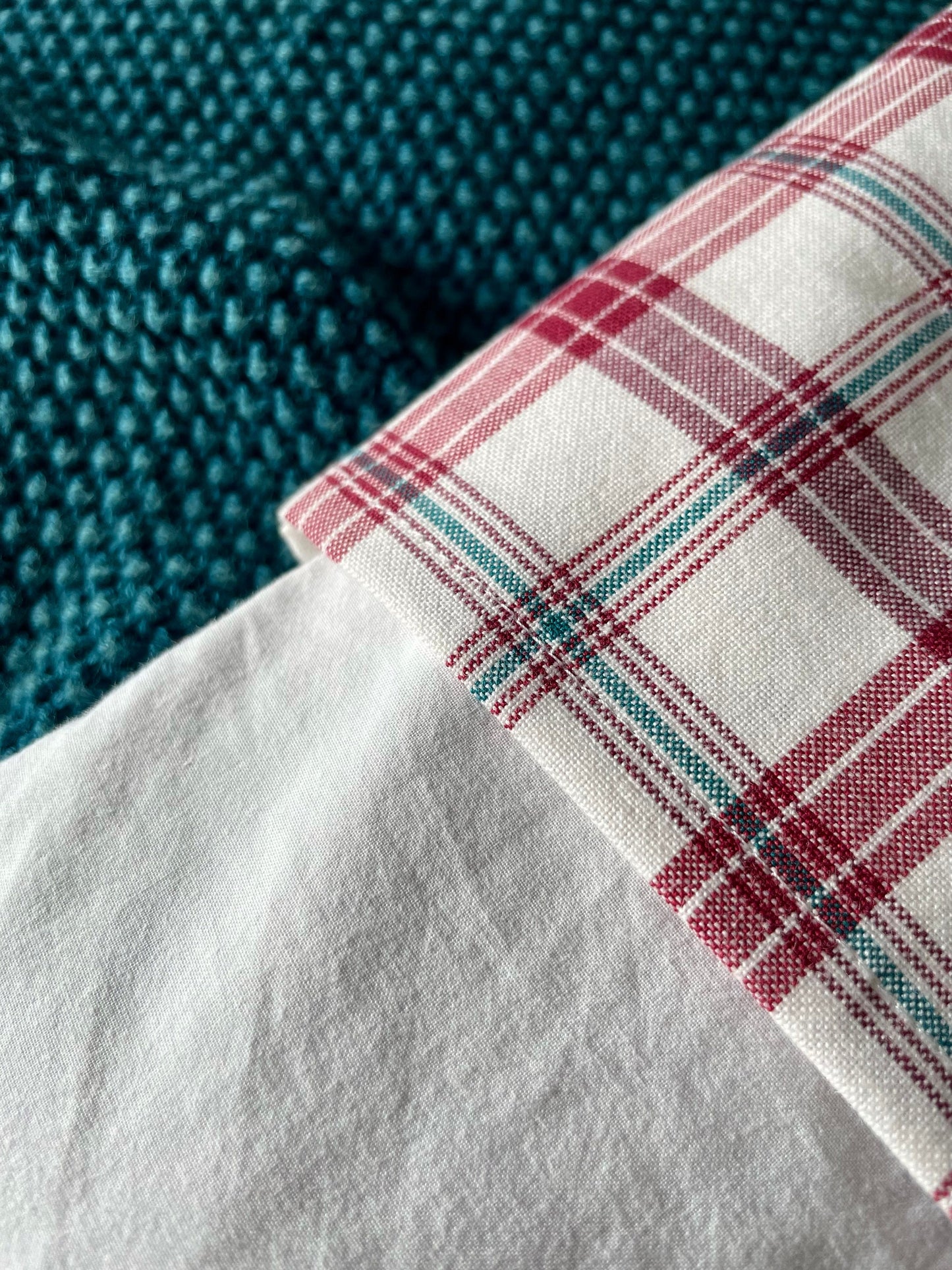 Red and Green Check Weighted Eye Pillow Handmade with Upcycled fabric