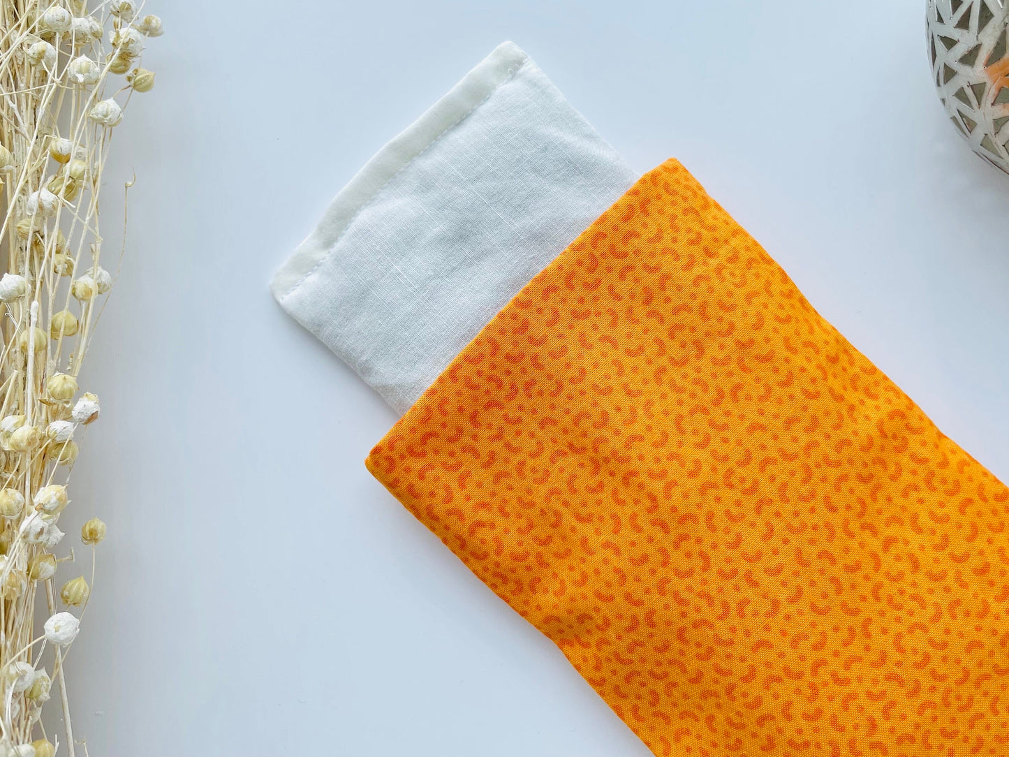 Orange Weighted Eye Pillow Handmade with Upcycled Fabric