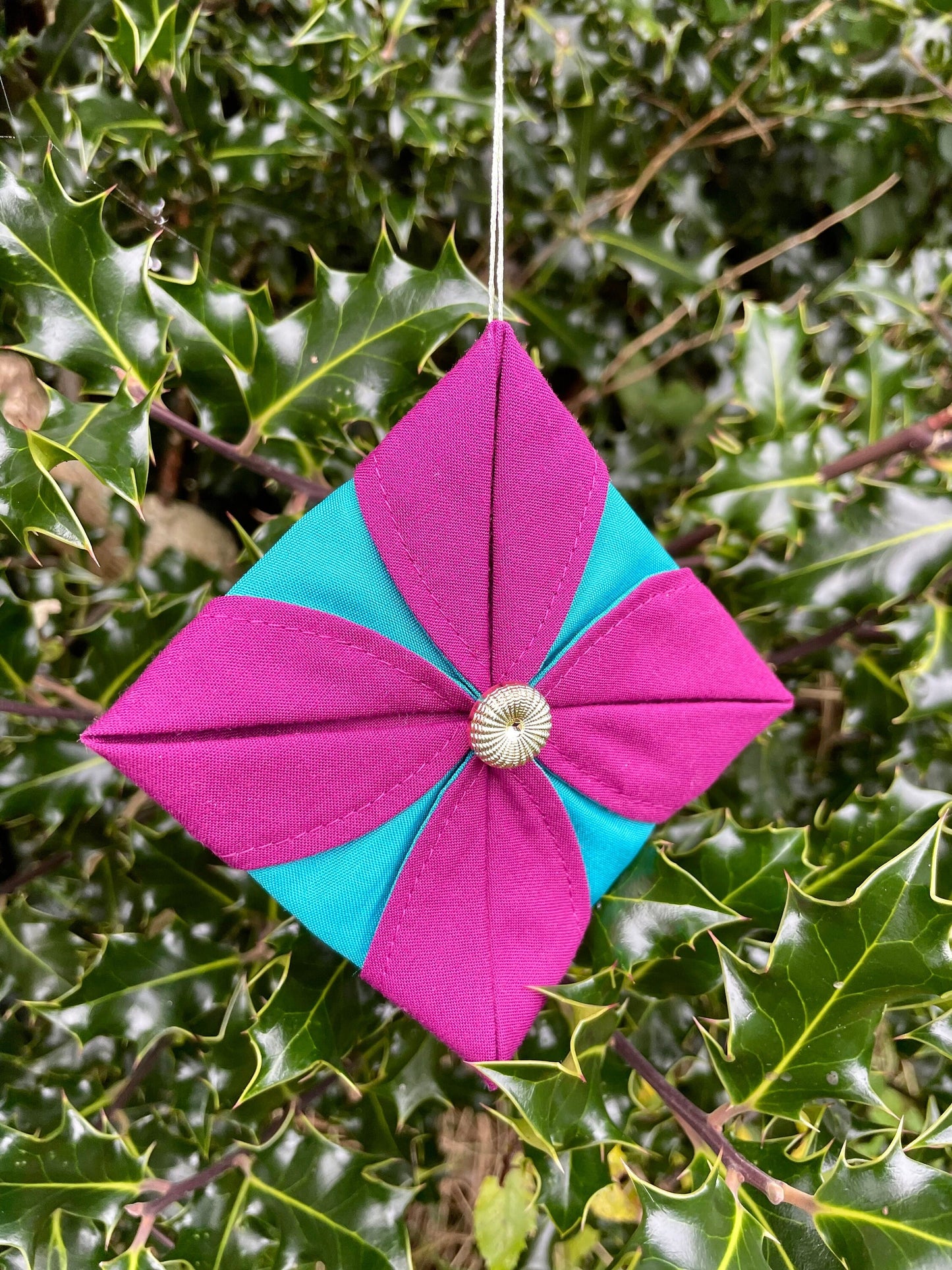 Upcycled Fabric Origami Ornament
