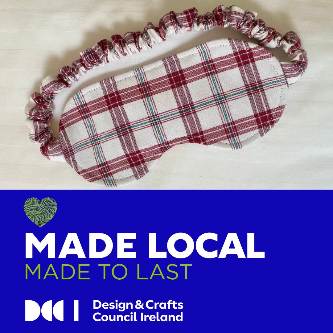 Sleep Eye Mask in Checked Cotton