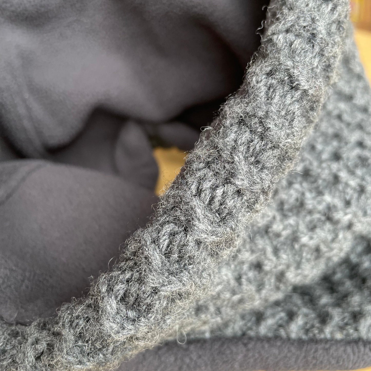 Loop Scarf in Grey Wool and Fleece