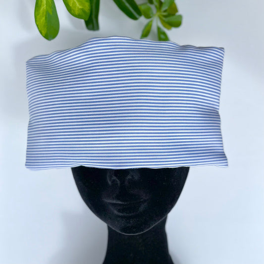 Blue and White Stripe Weighted Eye Pillow Handmade with Upcycled fabric