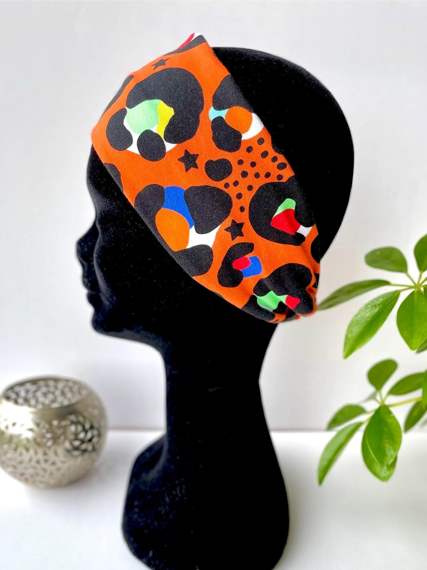 Orange Leopard Print Bandeau Headband