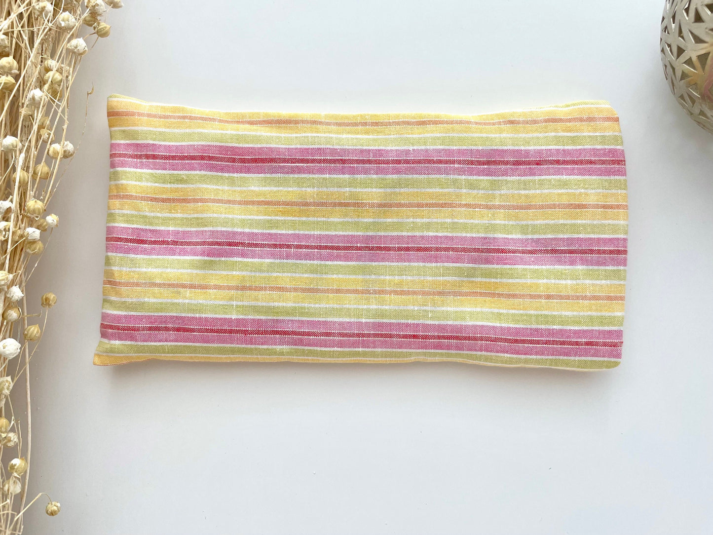 Linen Stripe Weighted Eye Pillow Handmade with Upcycled fabric