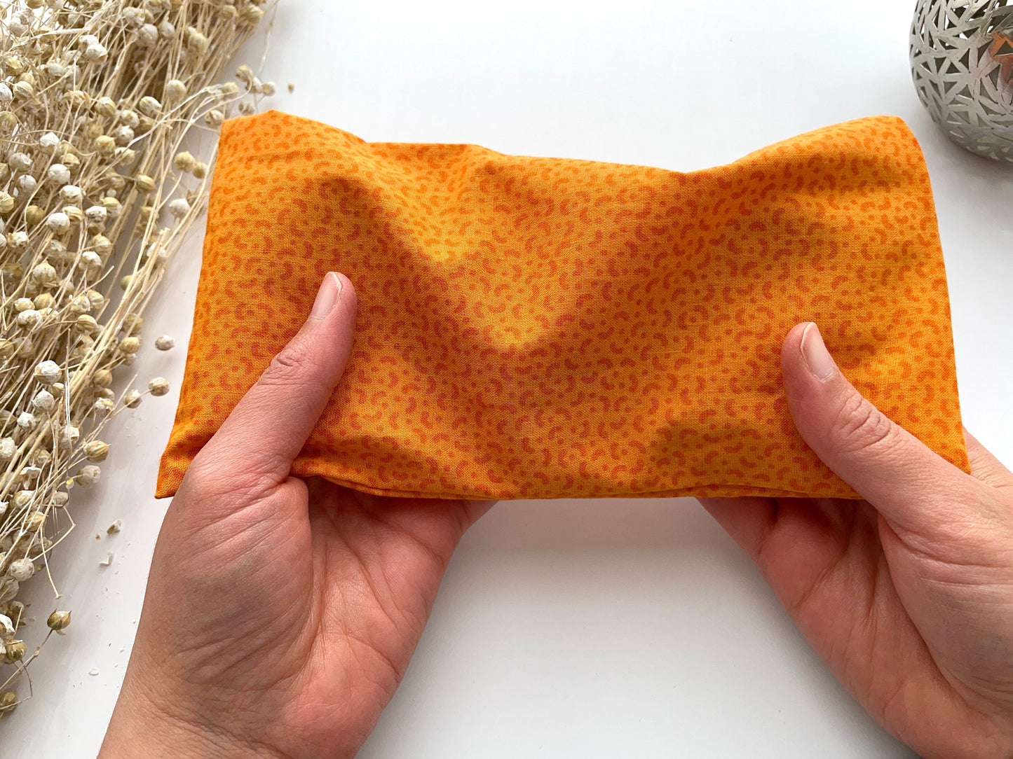 Orange Weighted Eye Pillow Handmade with Upcycled Fabric
