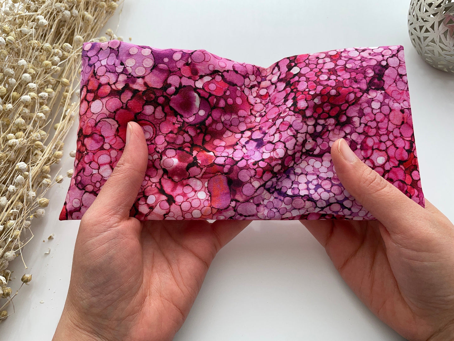 Pink Delight Weighted Eye Pillow Handmade with Upcycled Fabric