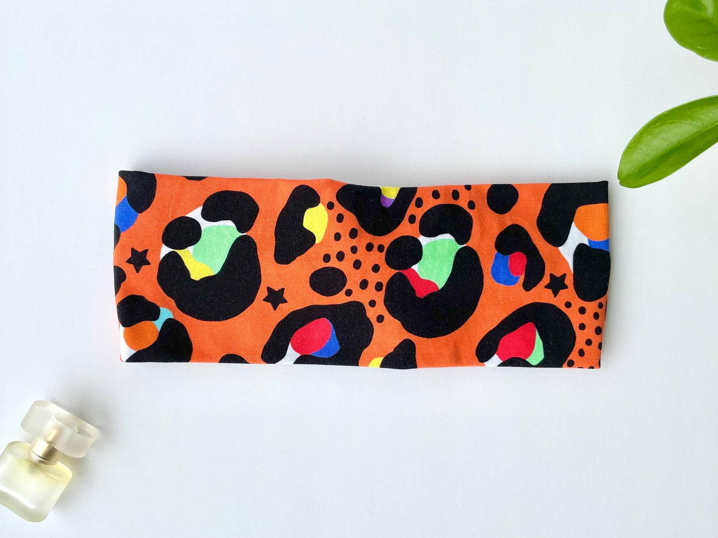 Orange Leopard Print Bandeau Headband
