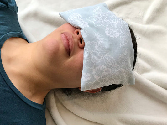 Blue Floral Weighted Eye Pillow Handmade with Upcycled fabric