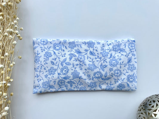 Flowers on White Upcycled Weighted Eye Pillow Handmade with Upcycled Fabric
