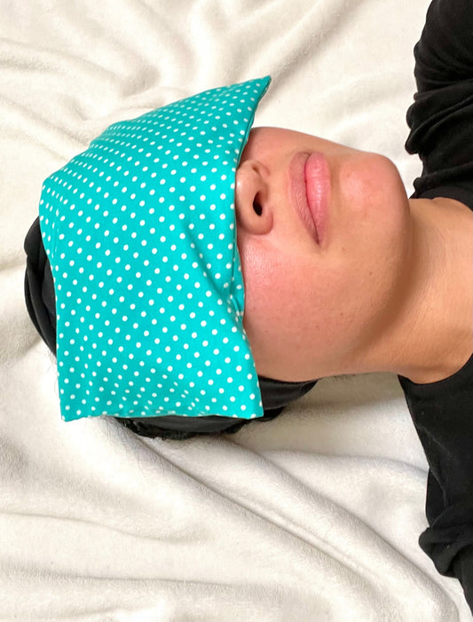Teal Polka Weighted Eye Pillow Handmade with Upcycled fabric