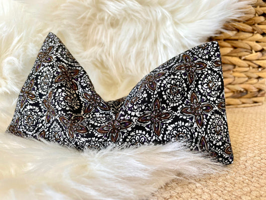 Black Pattern Weighted Eye Pillow Handmade with Upcycled fabric