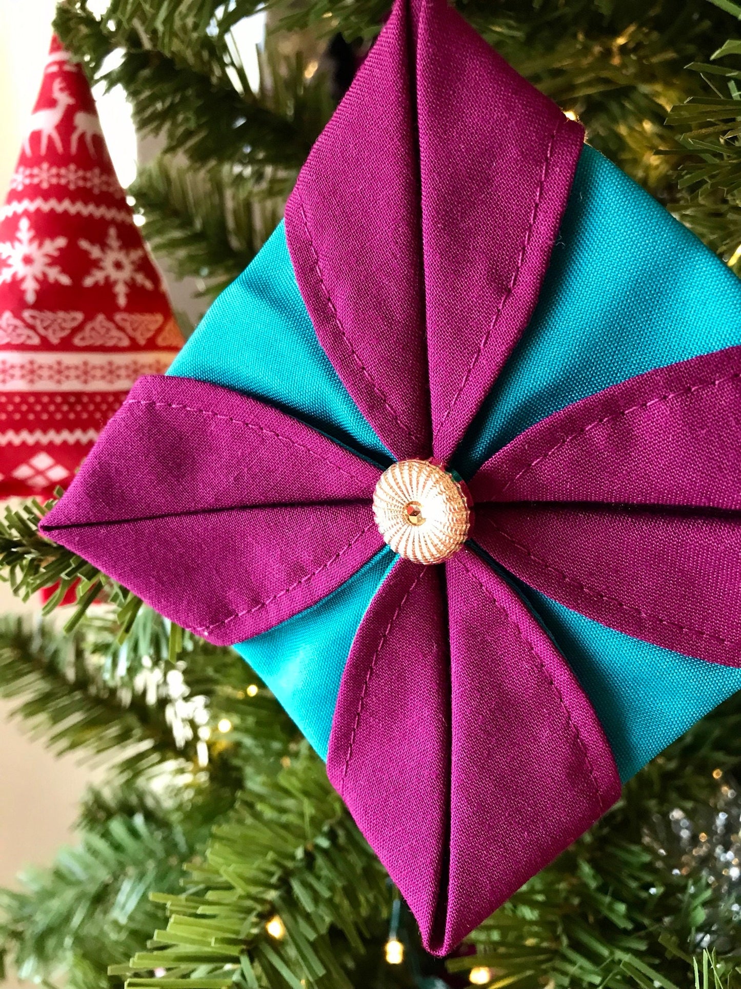 Upcycled Fabric Origami Ornament
