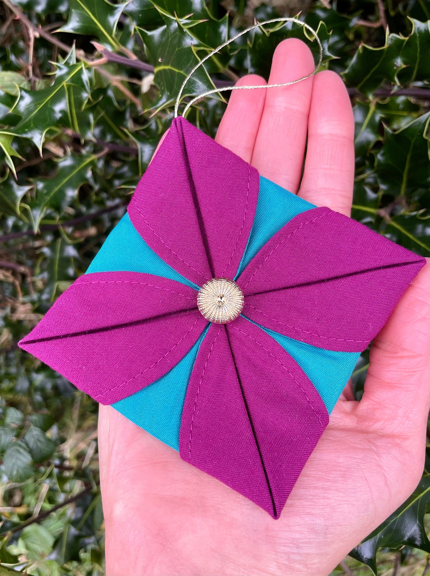 Upcycled Fabric Origami Ornament