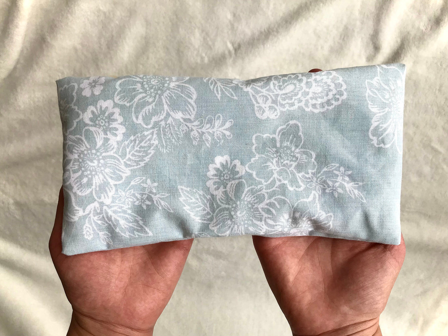 Blue Floral Weighted Eye Pillow Handmade with Upcycled fabric