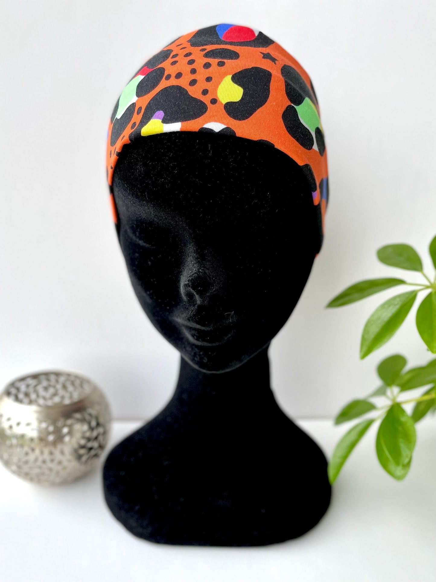 Orange Leopard Print Bandeau Headband