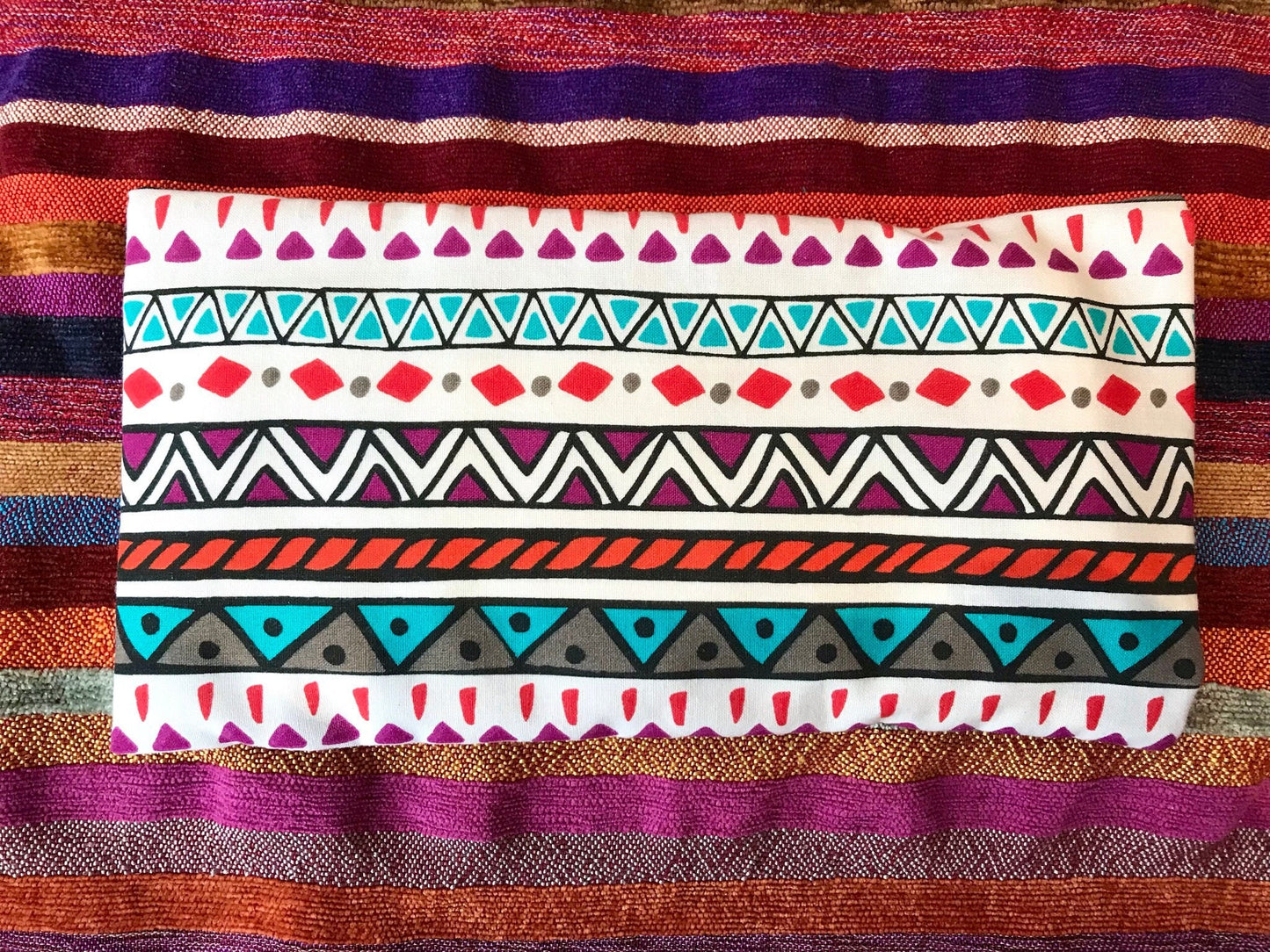 Vibrant Tribal Weighted Eye Pillow Handmade with Upcycled fabric