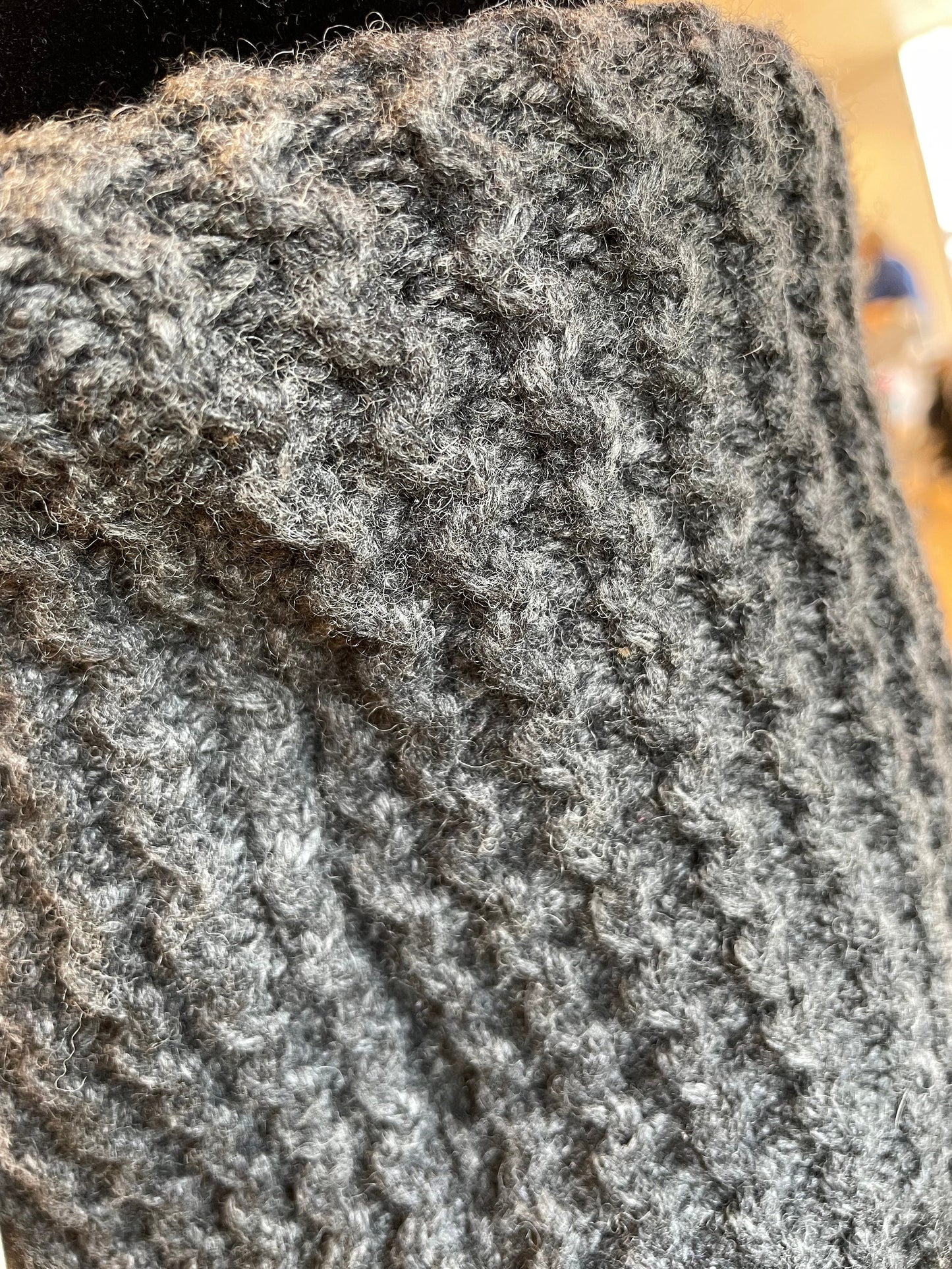Loop Scarf in Grey Wool and Fleece