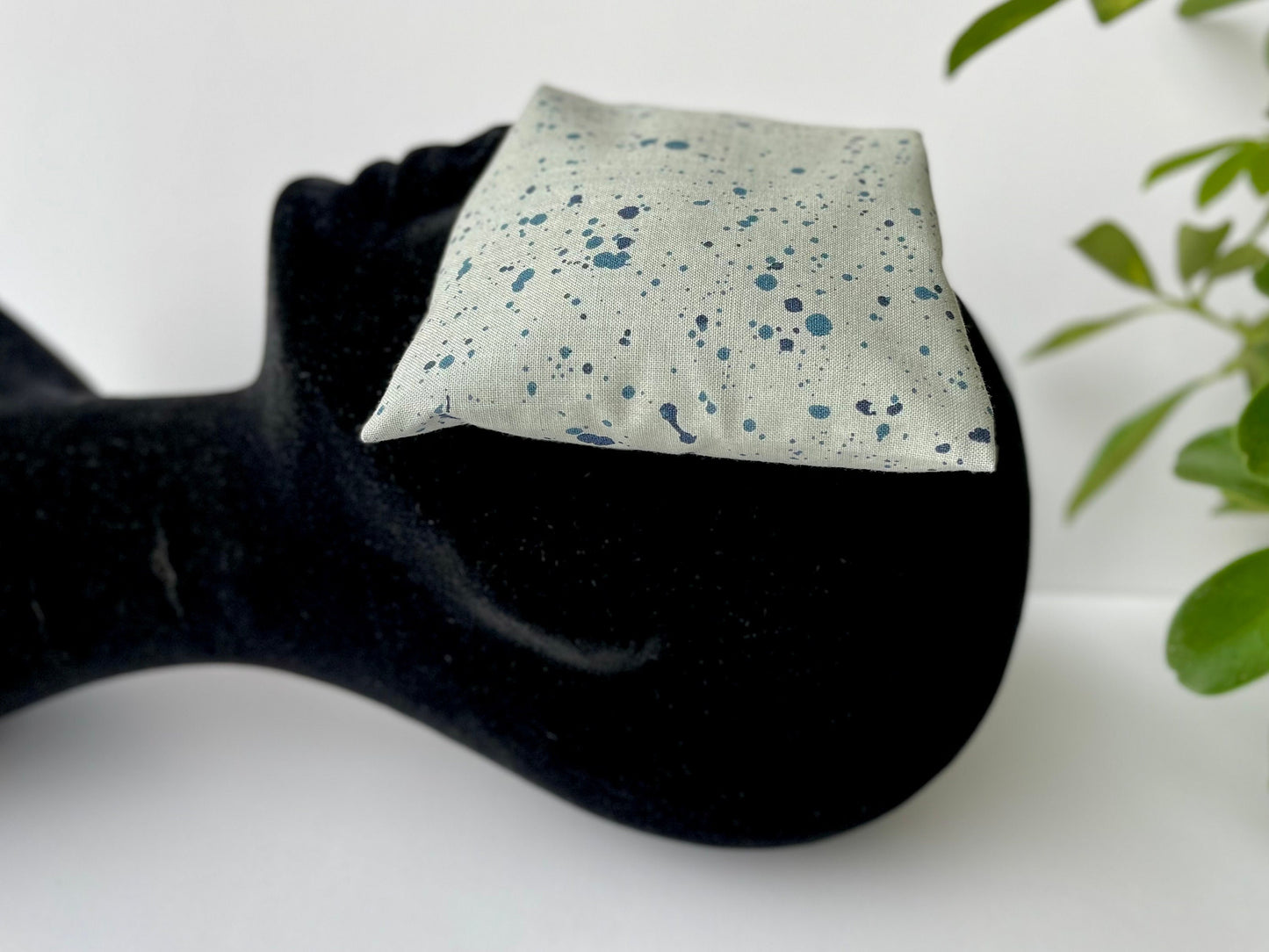 Ink Splatter on Grey Weighted Eye Pillow Handmade with Upcycled fabric