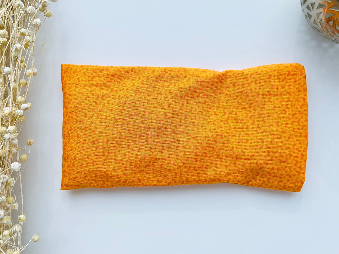 Orange Weighted Eye Pillow Handmade with Upcycled Fabric