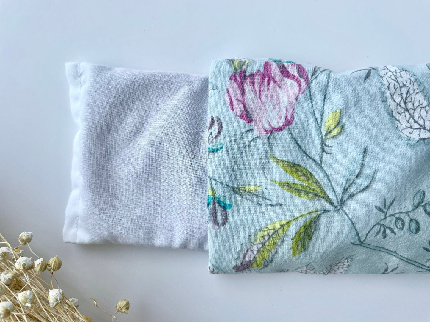 Multi Floral on Blue Weighted Eye Pillow Handmade with Upcycled fabric