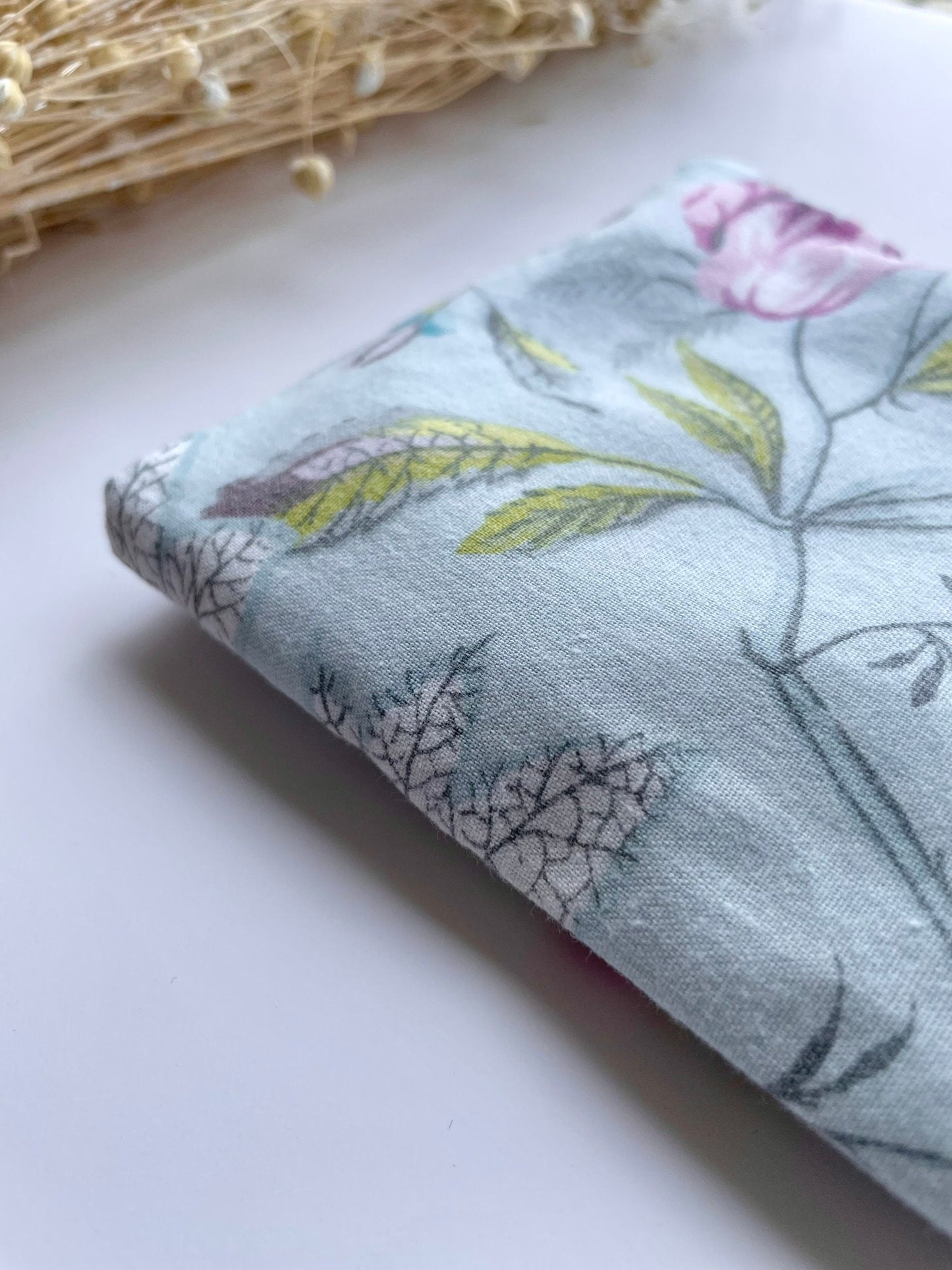 Multi Floral on Blue Weighted Eye Pillow Handmade with Upcycled fabric