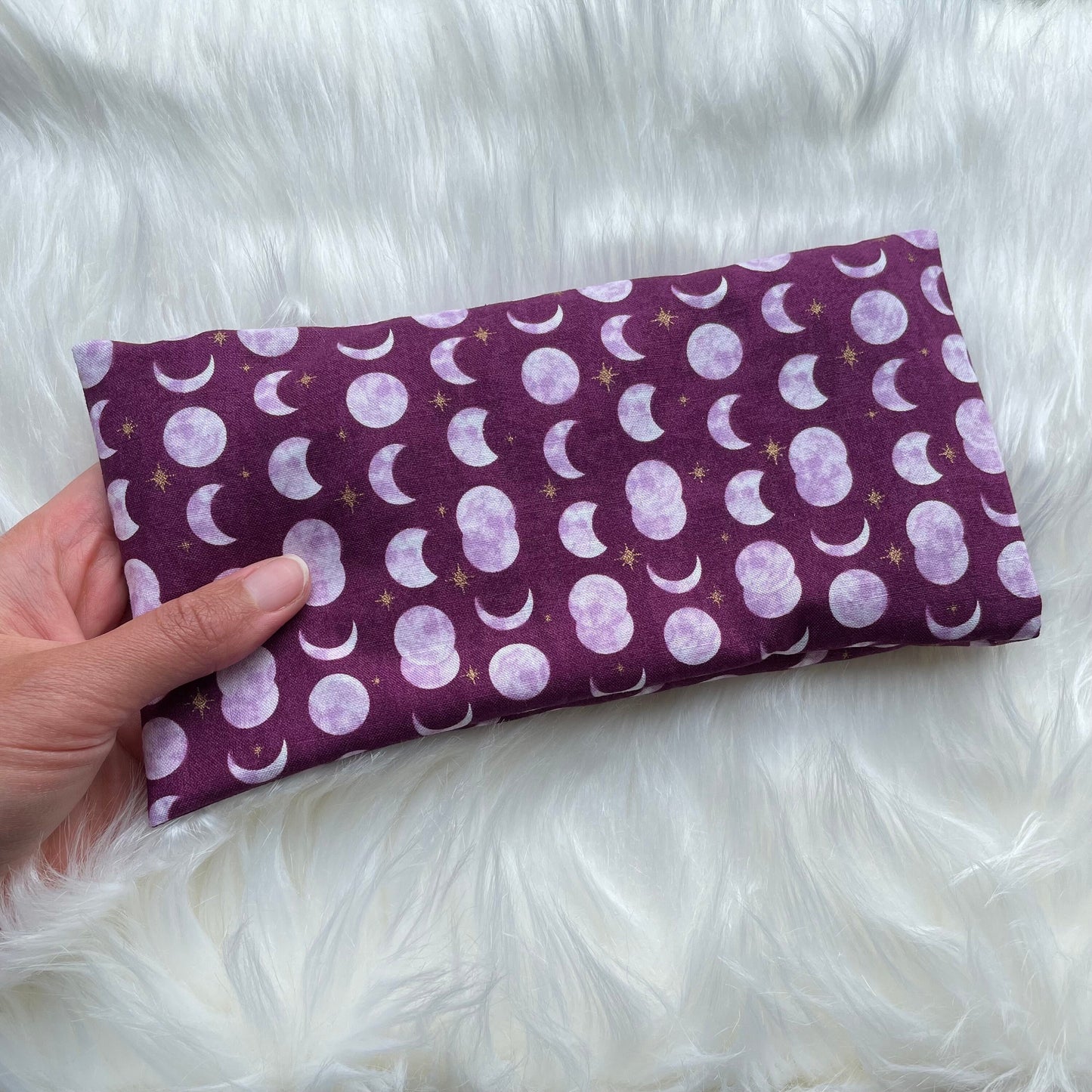 Purple Moon Weighted Eye Pillow Handmade with Upcycled Fabric