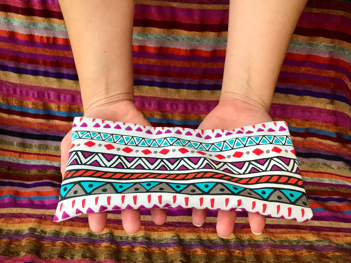 Vibrant Tribal Weighted Eye Pillow Handmade with Upcycled fabric
