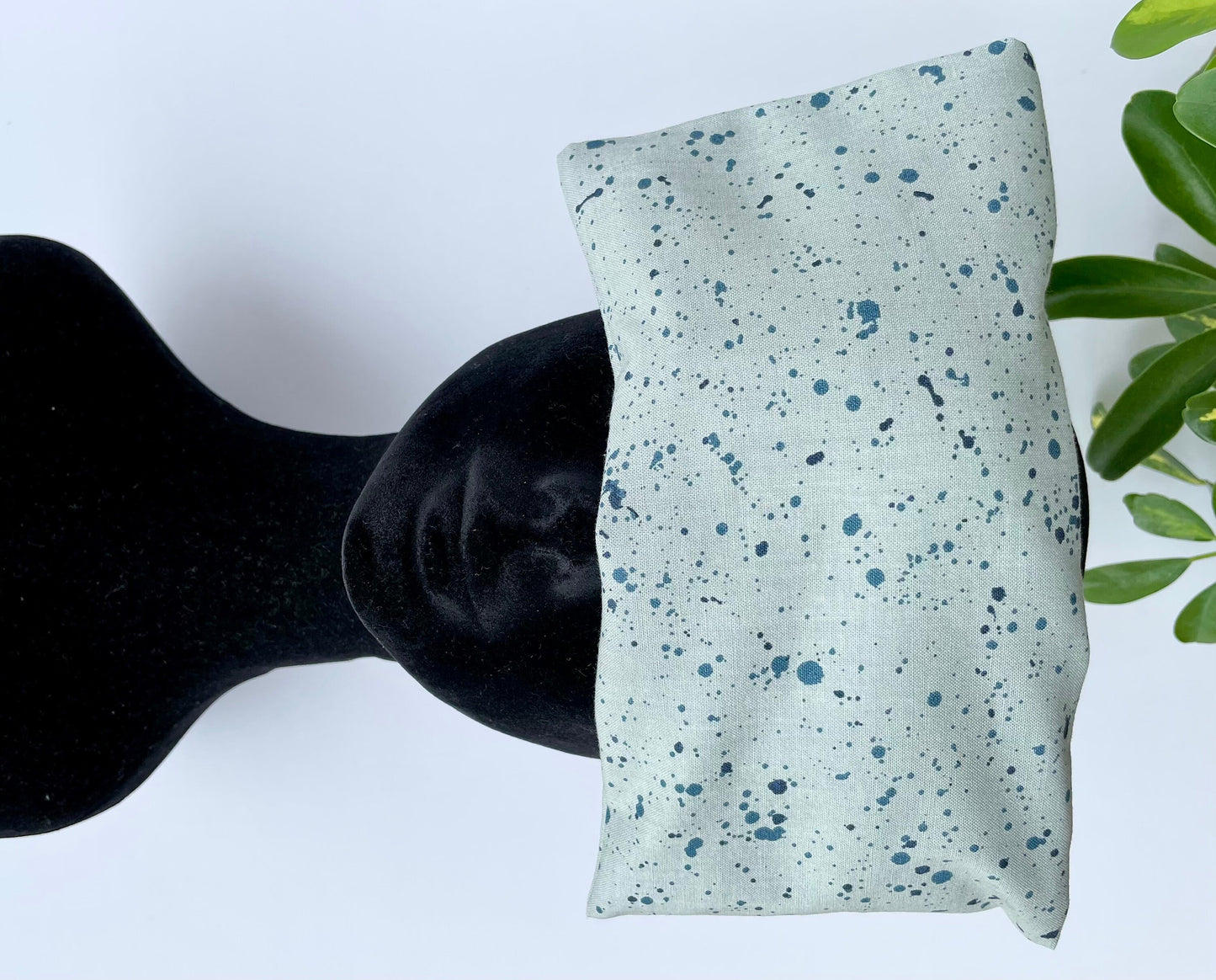 Ink Splatter on Grey Weighted Eye Pillow Handmade with Upcycled fabric