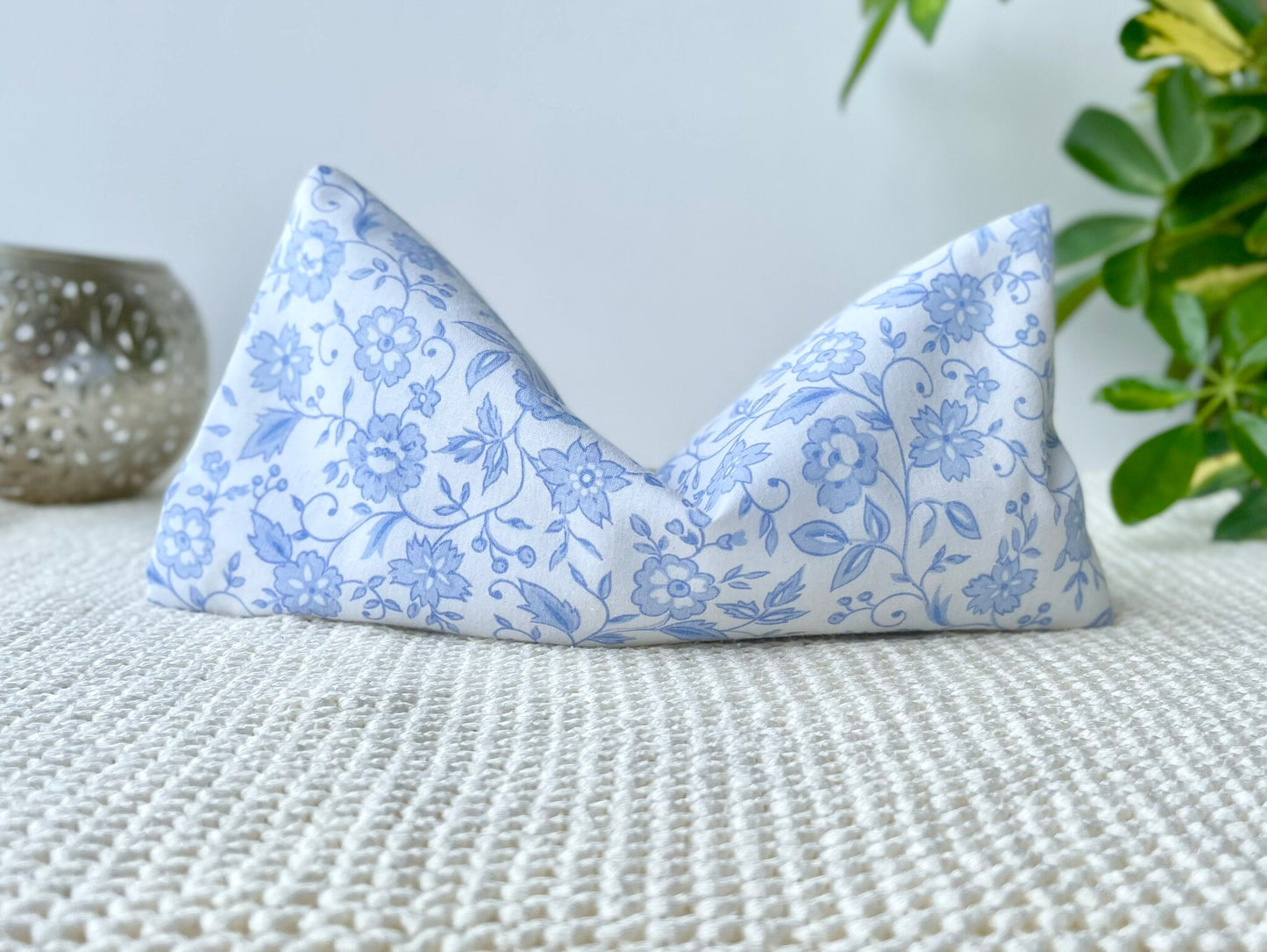 Flowers on White Upcycled Weighted Eye Pillow Handmade with Upcycled Fabric