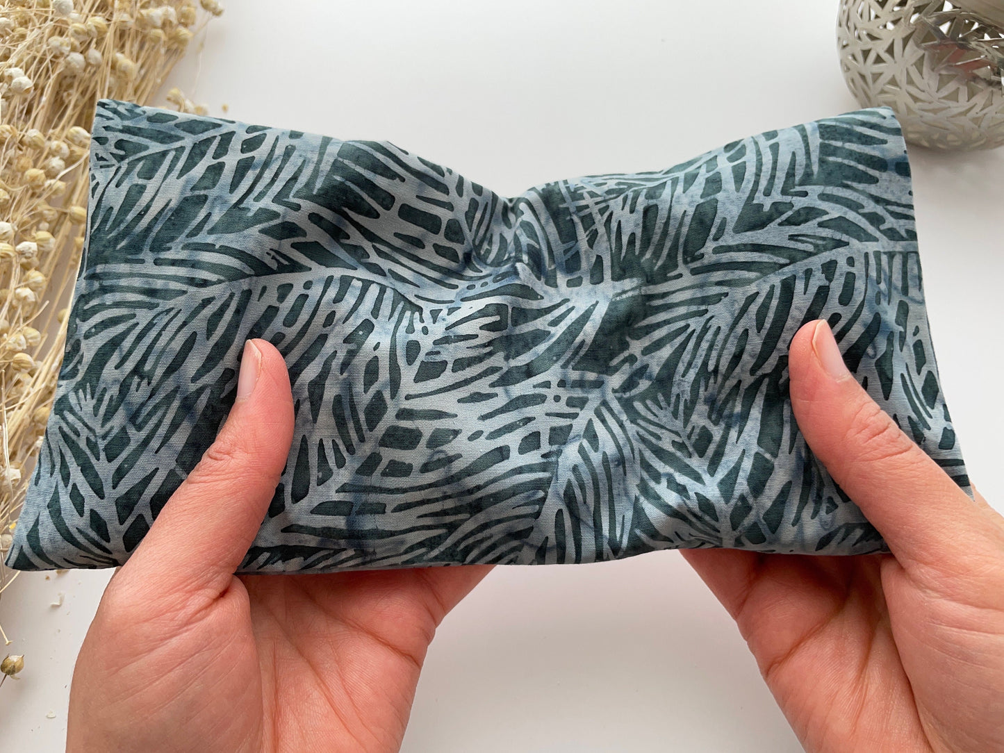 Ferns Weighted Eye Pillow Handmade with Upcycled Fabric