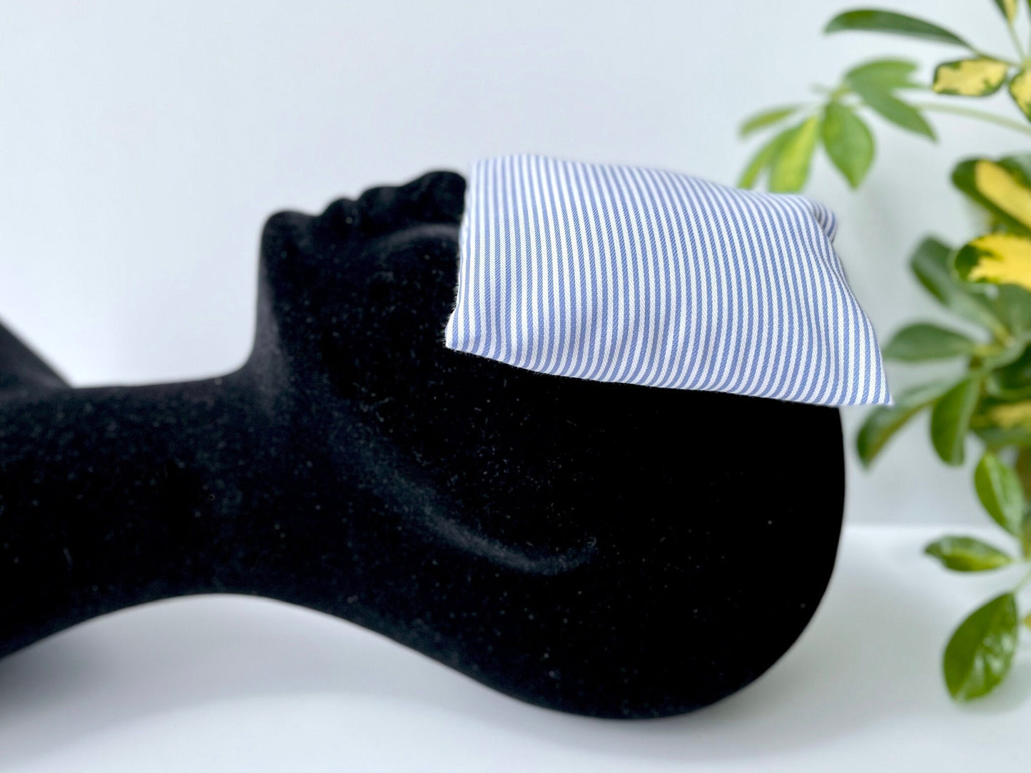 Blue and White Stripe Weighted Eye Pillow Handmade with Upcycled fabric