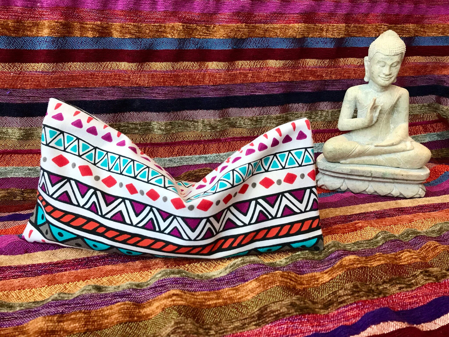 Vibrant Tribal Weighted Eye Pillow Handmade with Upcycled fabric