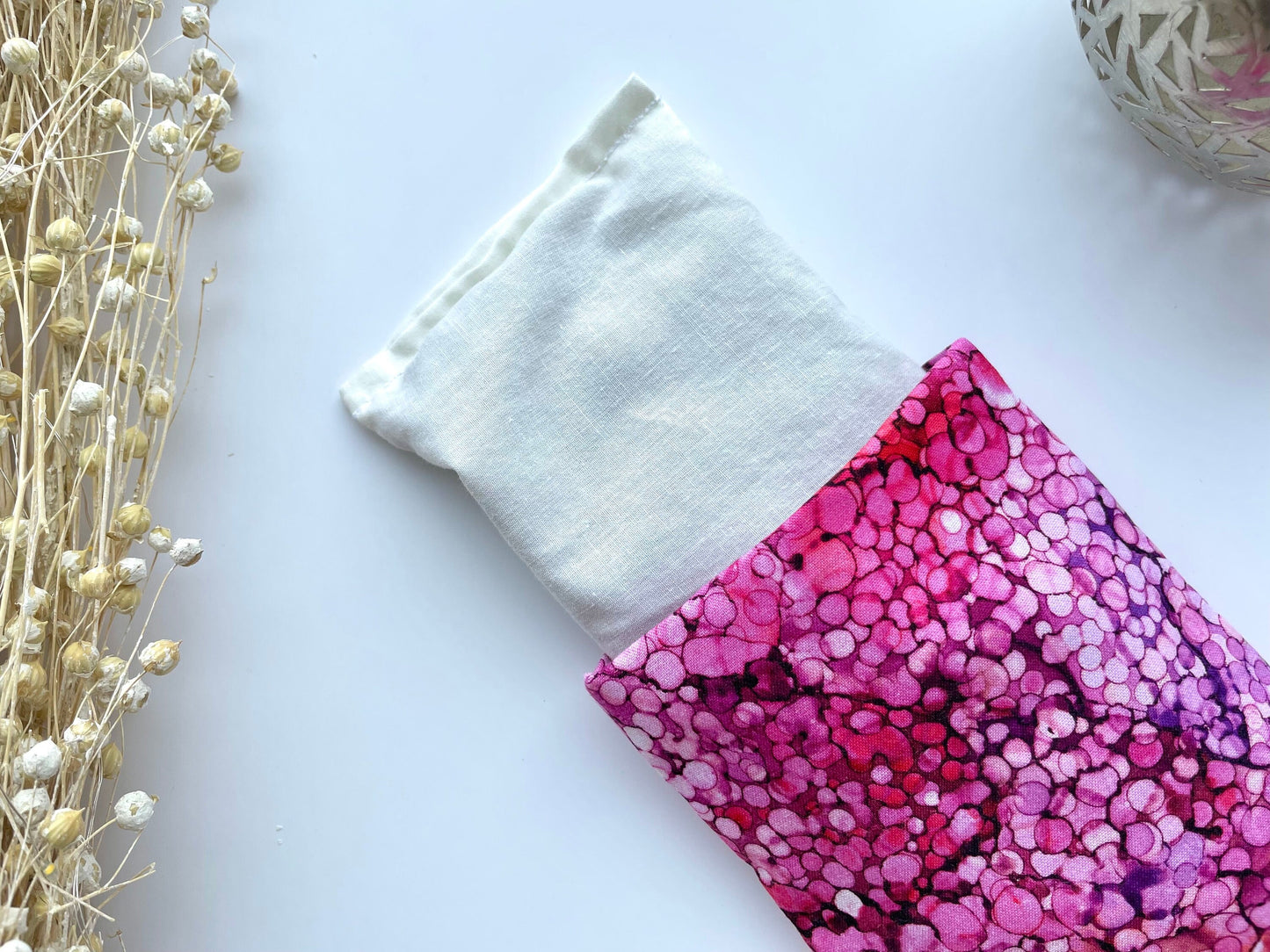 Pink Delight Weighted Eye Pillow Handmade with Upcycled Fabric