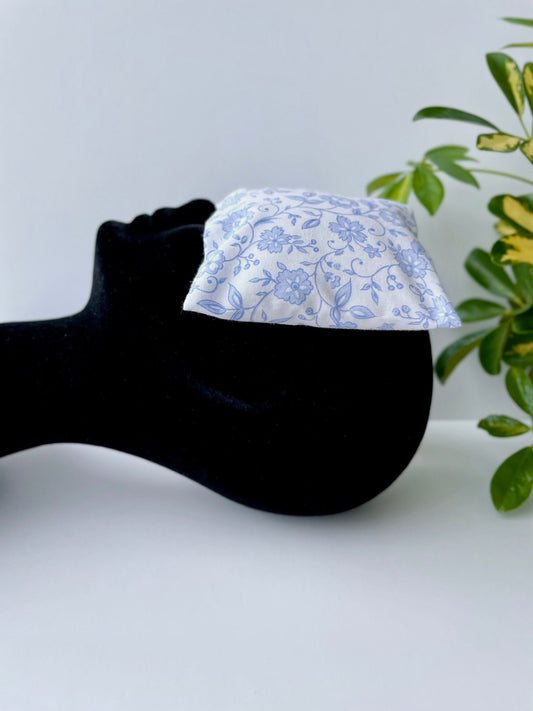 Flowers on White Upcycled Weighted Eye Pillow Handmade with Upcycled Fabric
