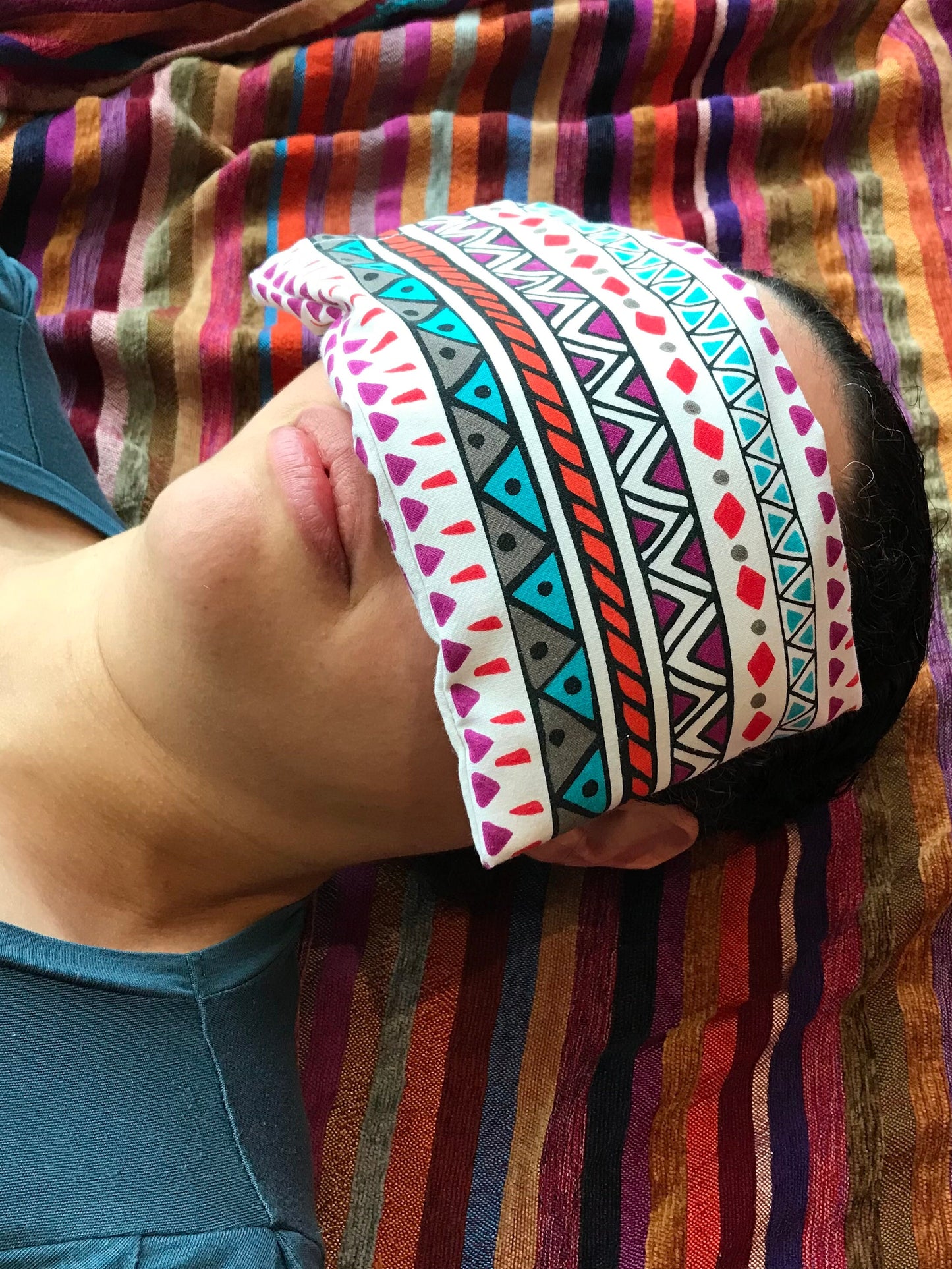 Vibrant Tribal Weighted Eye Pillow Handmade with Upcycled fabric