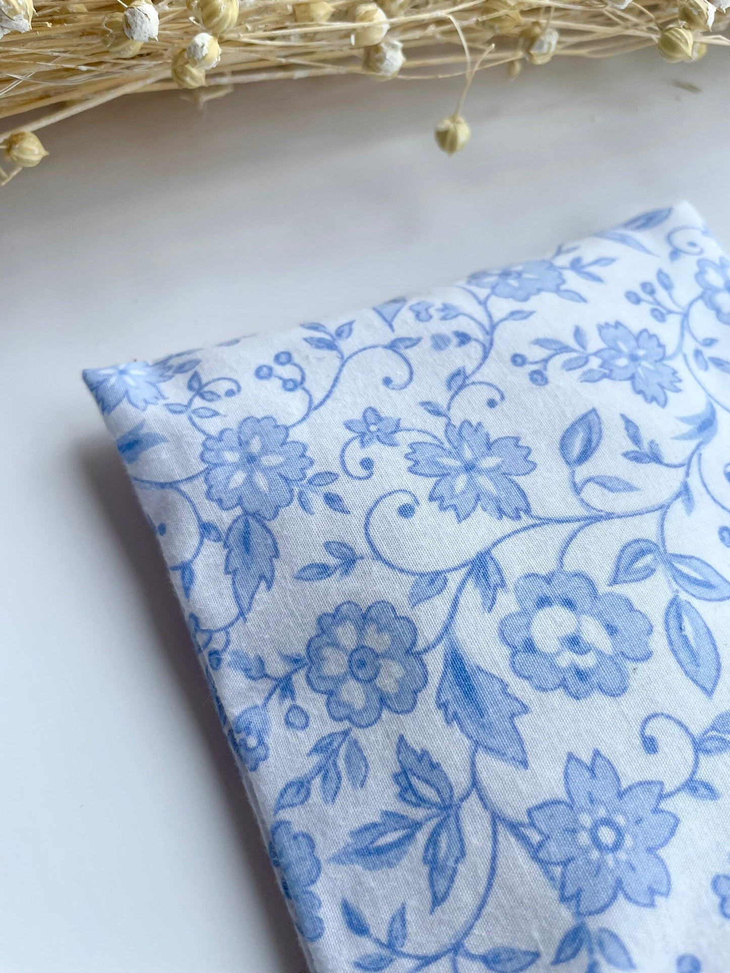 Flowers on White Upcycled Weighted Eye Pillow Handmade with Upcycled Fabric