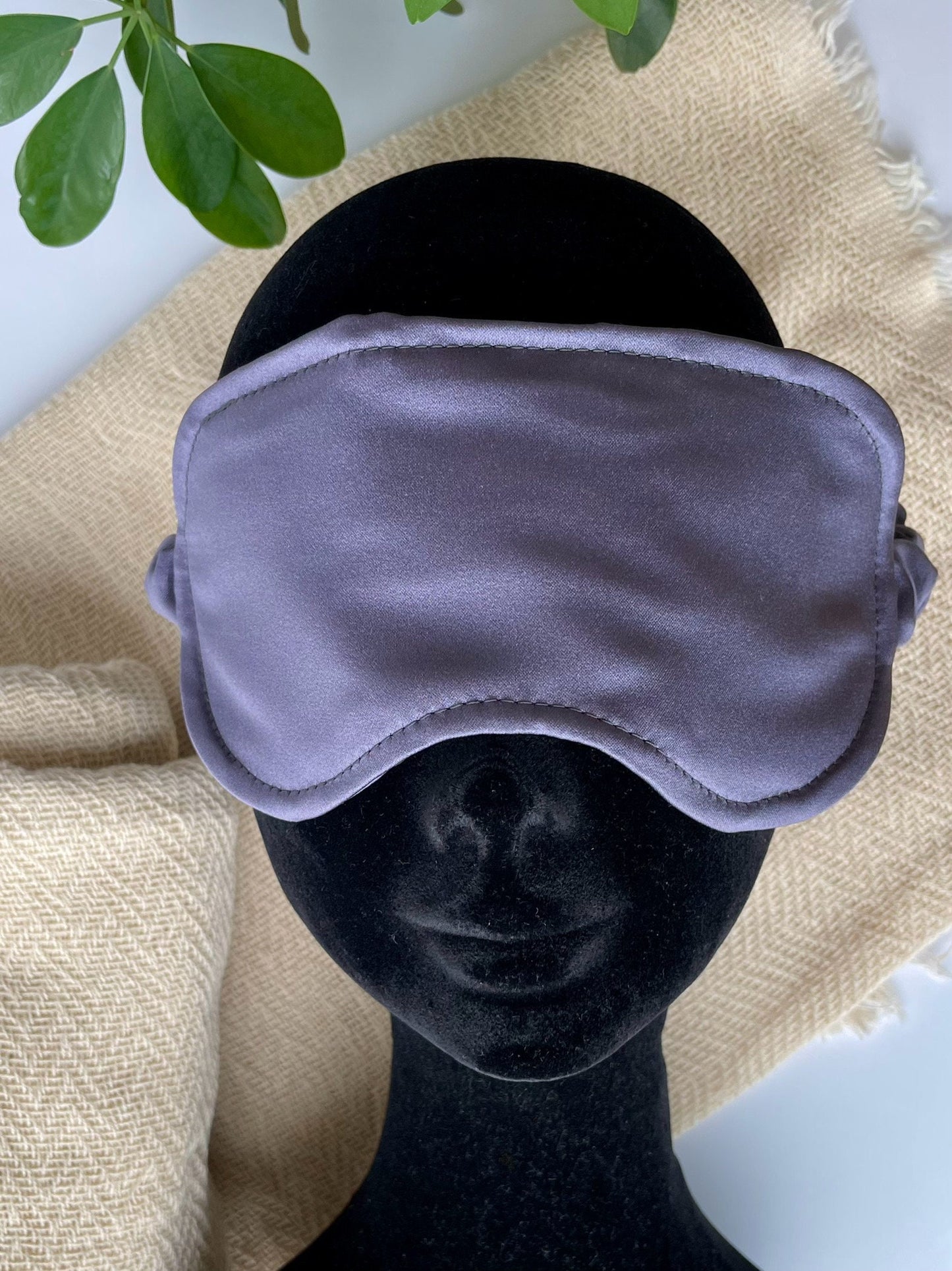 Sleep Eye Mask in Grey Satin