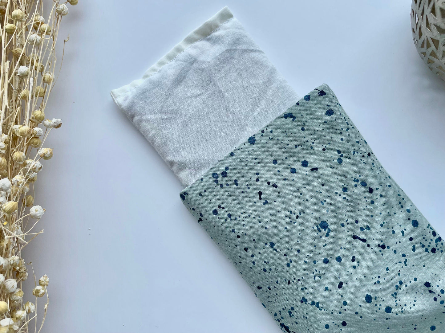 Ink Splatter on Grey Weighted Eye Pillow Handmade with Upcycled fabric