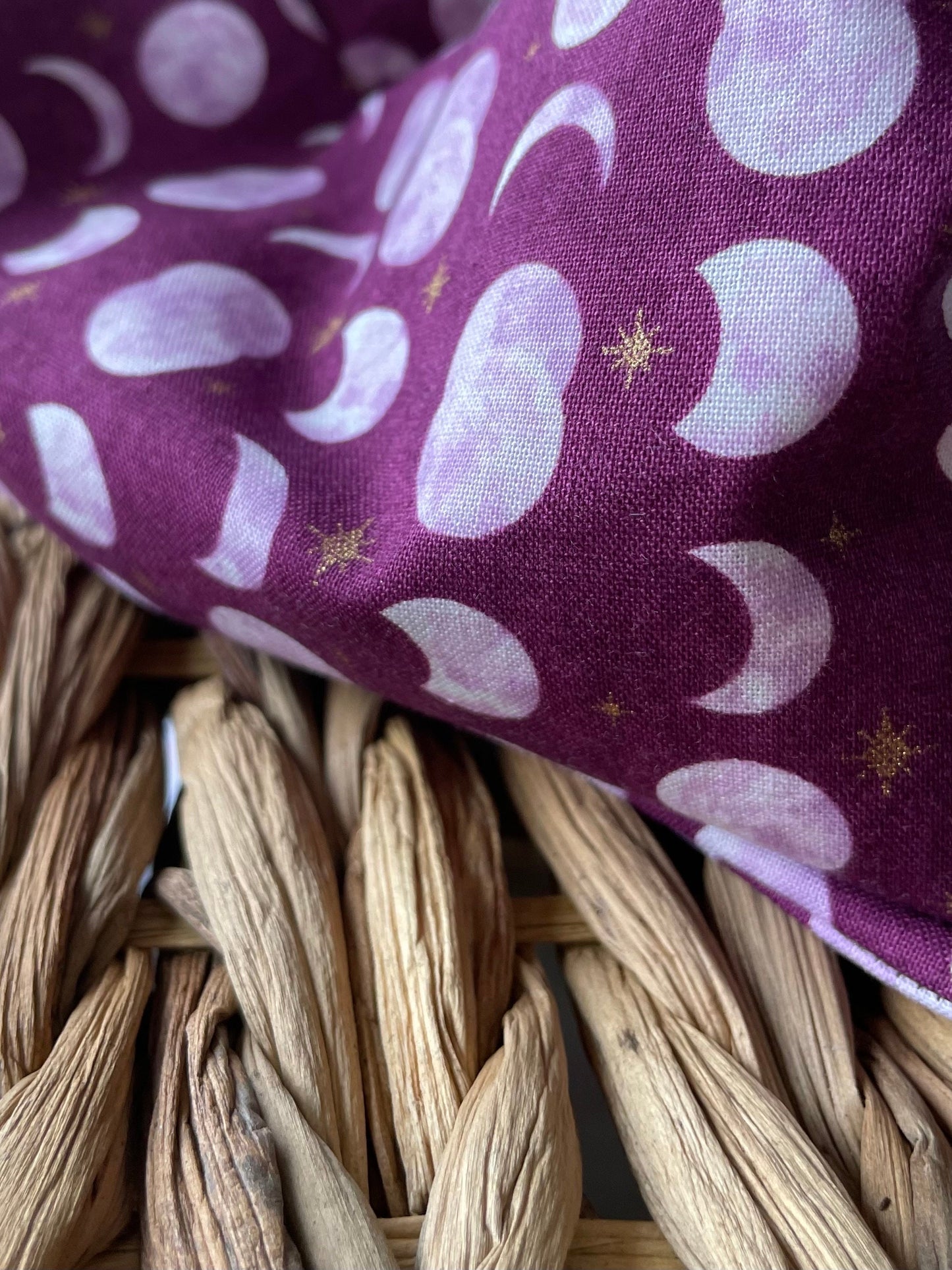 Purple Moon Weighted Eye Pillow Handmade with Upcycled Fabric