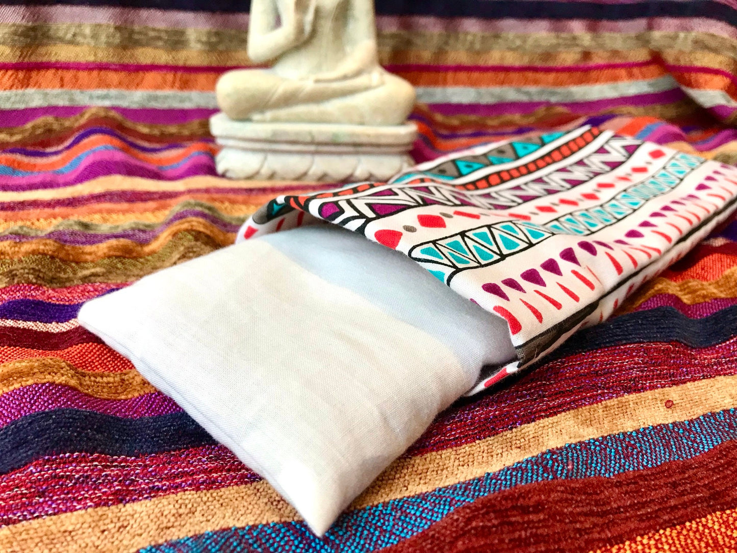 Vibrant Tribal Weighted Eye Pillow Handmade with Upcycled fabric